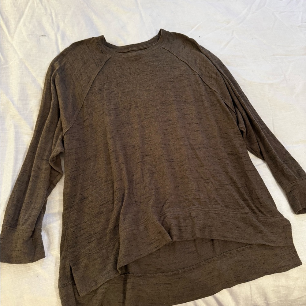 Aerie Heathered Dark Green/Brown Long Sleeve Top